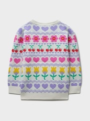 Crew Clothing White Summer Love Intarsia Drop-Shoulder Jumper - Image 2 of 3