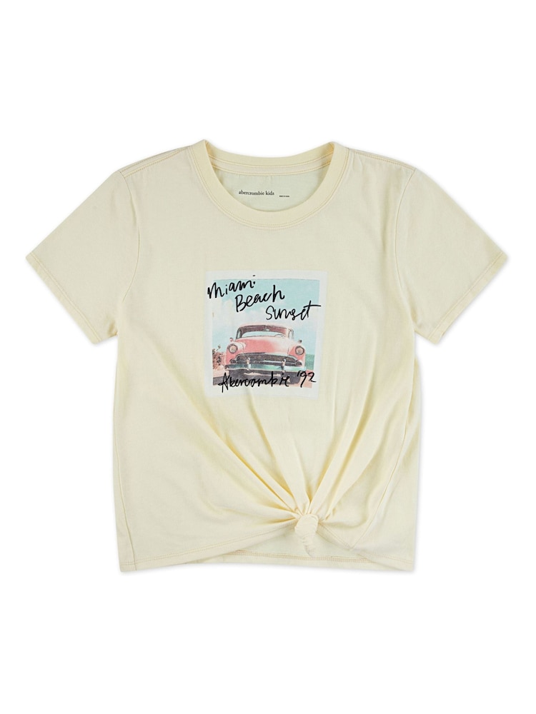 Abercrombie & Fitch Yellow Miami Beach Side Knot Short Sleeve T-Shirt - Image 1 of 3