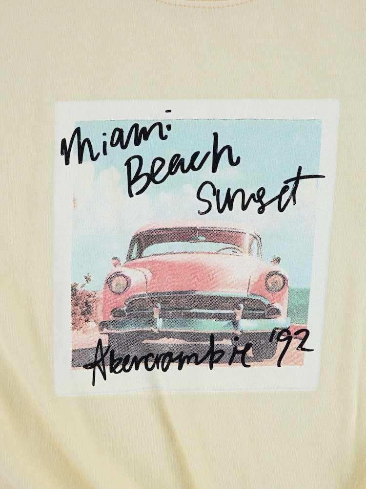Abercrombie & Fitch Yellow Miami Beach Side Knot Short Sleeve T-Shirt - Image 3 of 3