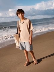 Abercrombie & Fitch Blue Baggy Denim Jort Shorts - Image 1 of 9