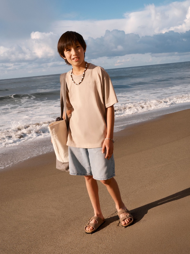 Abercrombie & Fitch Blue Baggy Denim Jort Shorts - Image 1 of 9