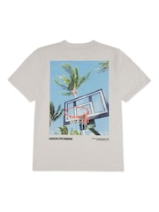 Abercrombie & Fitch Natural Basketball Sports Graphic Short Sleeve T-Shirt - Image 4 of 5