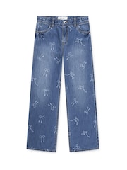 Abercrombie & Fitch Blue Discharge Wide Leg Jeans - Image 6 of 12