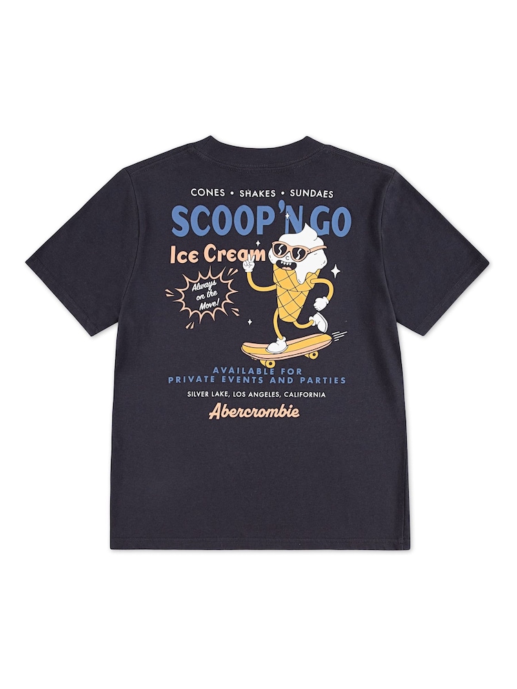 Abercrombie & Fitch Black Scoop Go Back Graphic Short Sleeve T-Shirt - Image 2 of 3