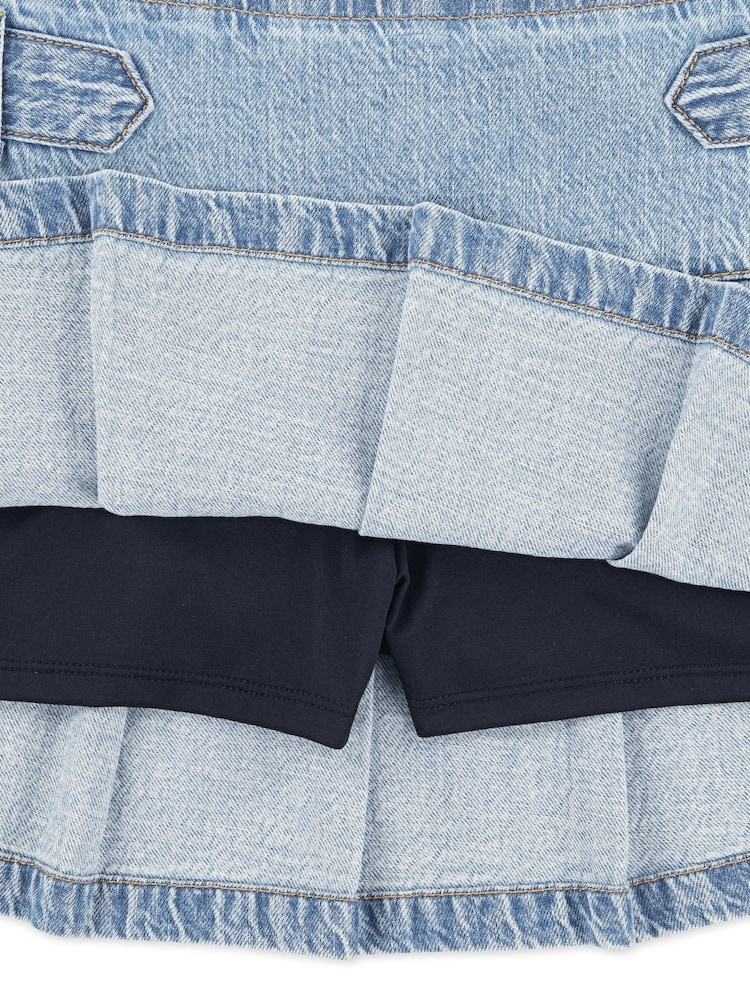 Abercrombie & Fitch Blue Denim Pull Tab Pleated Skirt - Image 11 of 11