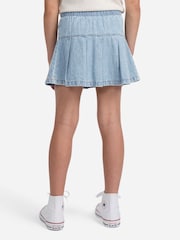 Abercrombie & Fitch Blue Denim Pull Tab Pleated Skirt - Image 6 of 11
