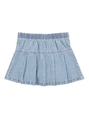 Abercrombie & Fitch Blue Denim Pull Tab Pleated Skirt - Image 8 of 11