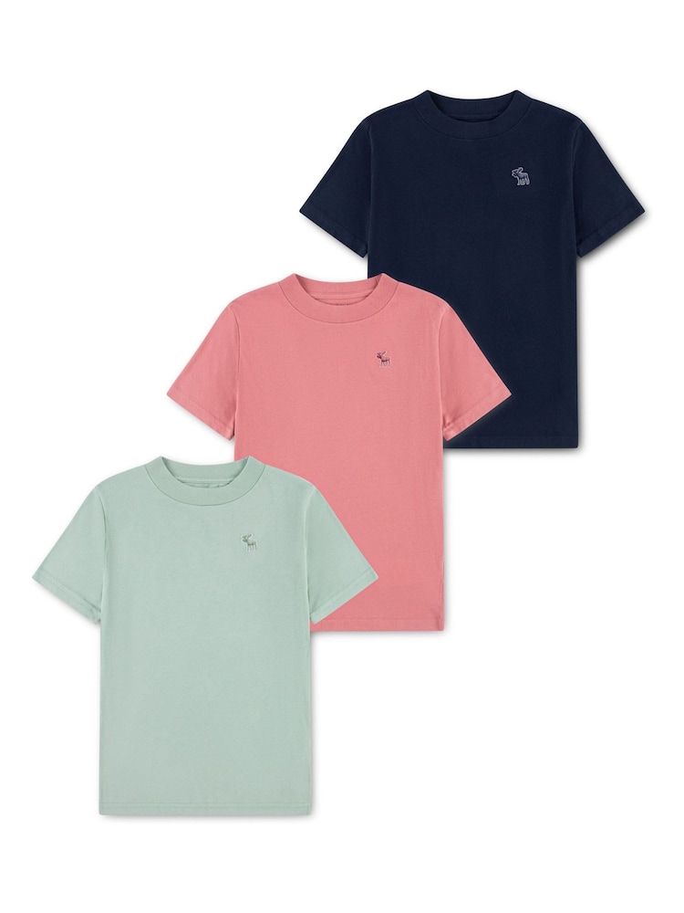 Vihreä - Abercrombie & Fitch Logo Short Sleeve T-Shirts 3 Pack - Kuva 1 / 5