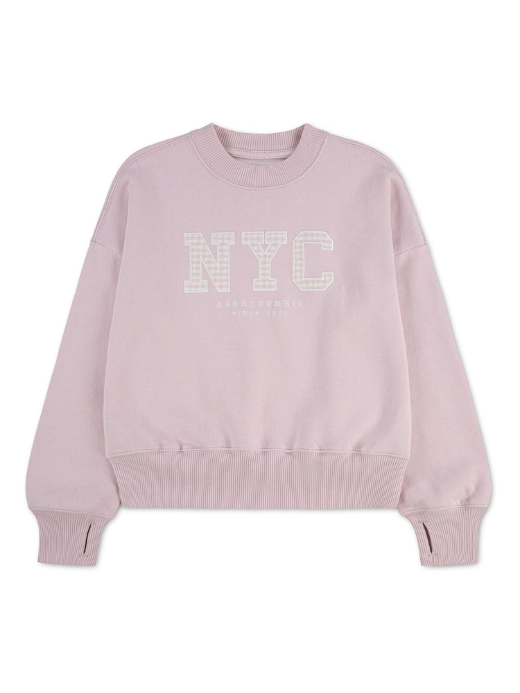 Abercrombie & Fitch Gingham NYC Graphic Crew Neck Sweatshirt - Imaginea 1 din 2