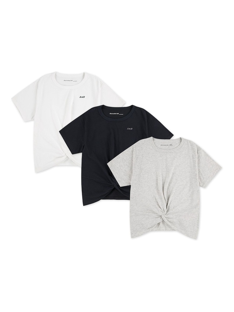 Abercrombie & Fitch Grey Tie Front Short Sleeve T-Shirts 3 Pack - Image 1 of 3 Abercrombie & Fitch Grey Tie Front Short Sleeve T-Shirts 3 Pack - Image 1 of 3