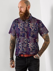Joe Browns Blue Bandana Print Short Sleeve Shirt - Image 1 of 5