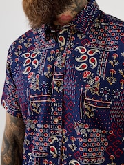 Joe Browns Blue Bandana Print Short Sleeve Shirt - Image 2 of 5