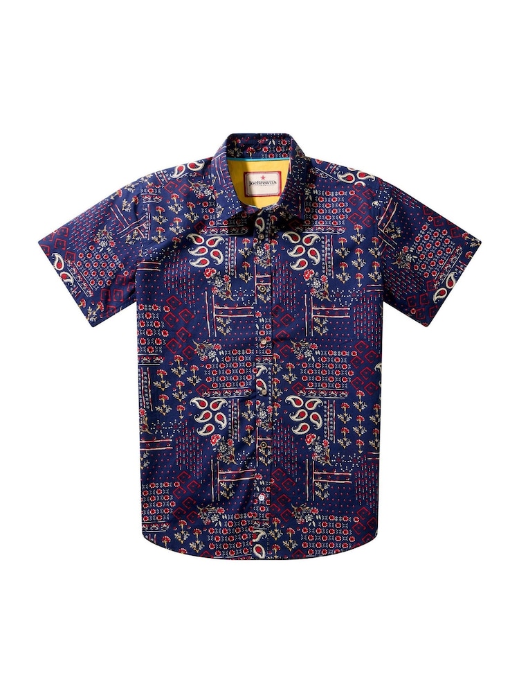 Joe Browns Blue Bandana Print Short Sleeve Shirt - Image 5 of 5