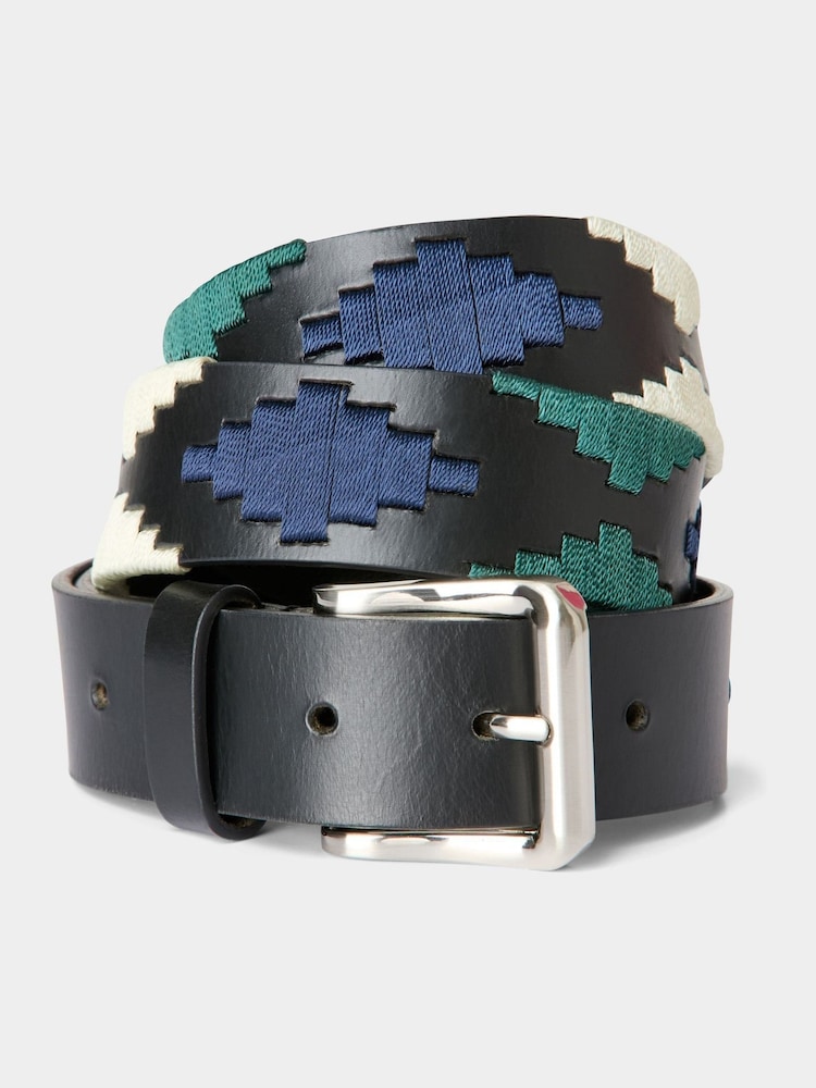 Joe Browns Black Santiago Embroidered Leather Belt - Image 1 of 4