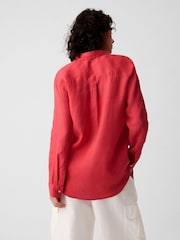 Gap Red 100% Linen Long Sleeve Oversized Shirt - Image 2 of 5