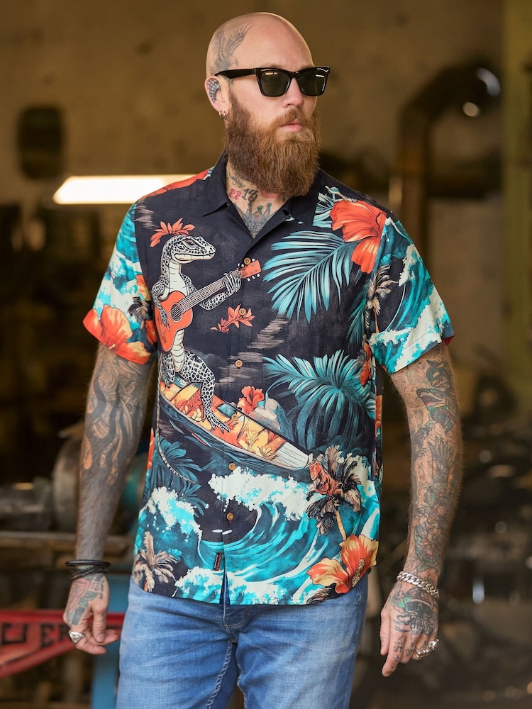 Joe Browns Black Lizard Surf Shirt - Image 1 of 8 Joe Browns Black Lizard Surf Shirt - Image 1 of 8