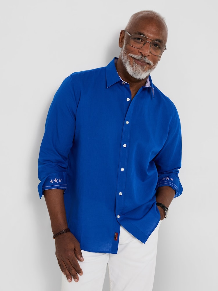 Joe Browns Blue Superb Summer Linen Blend Shirt - Image 1 of 5 Joe Browns Blue Superb Summer Linen Blend Shirt - Image 1 of 5