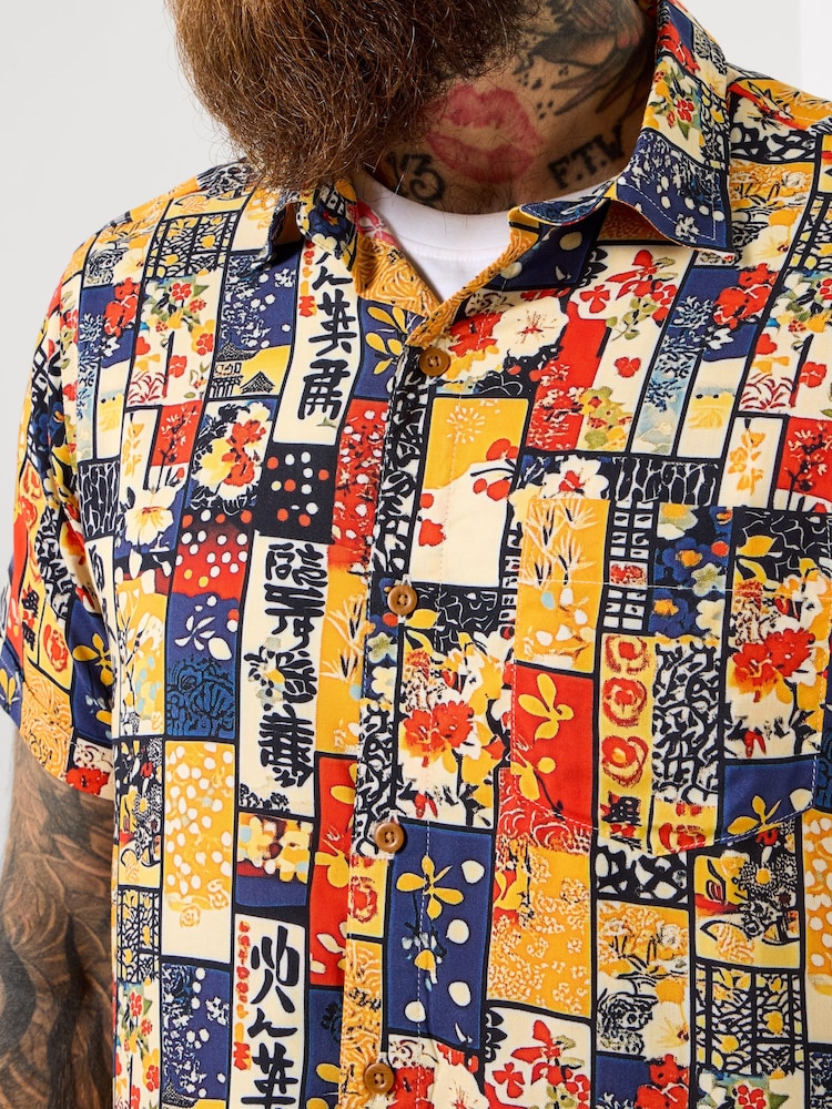 Joe Browns Orange Japanese Patch Print Shirt - Image 2 of 5