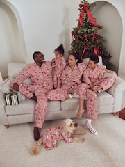 Red Snoopy Matching Family Christmas Flannel Button Through Pyjamas - Image 2 of 7