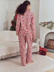 Red Snoopy Matching Family Christmas Flannel Button Through Pyjamas - Image 3 of 7