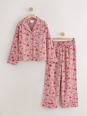 Red Snoopy Matching Family Christmas Flannel Button Through Pyjamas - Image 5 of 7
