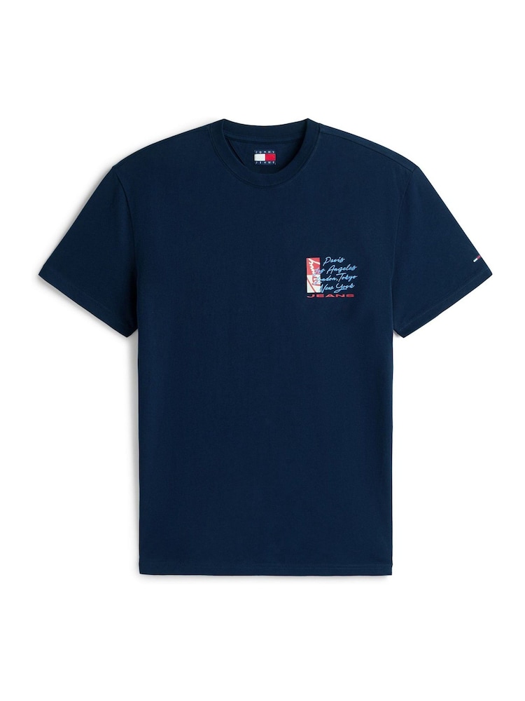 Tommy Jeans Blue Signature Back Logo Jersey T-Shirt - Image 5 of 5