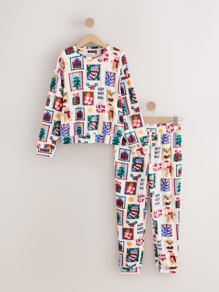 Ecru Stamps Matching Family Christmas Cosy Long Sleeve Pyjamas - Image 1 of 3 Ecru Stamps Matching Family Christmas Cosy Long Sleeve Pyjamas - Image 1 of 3
