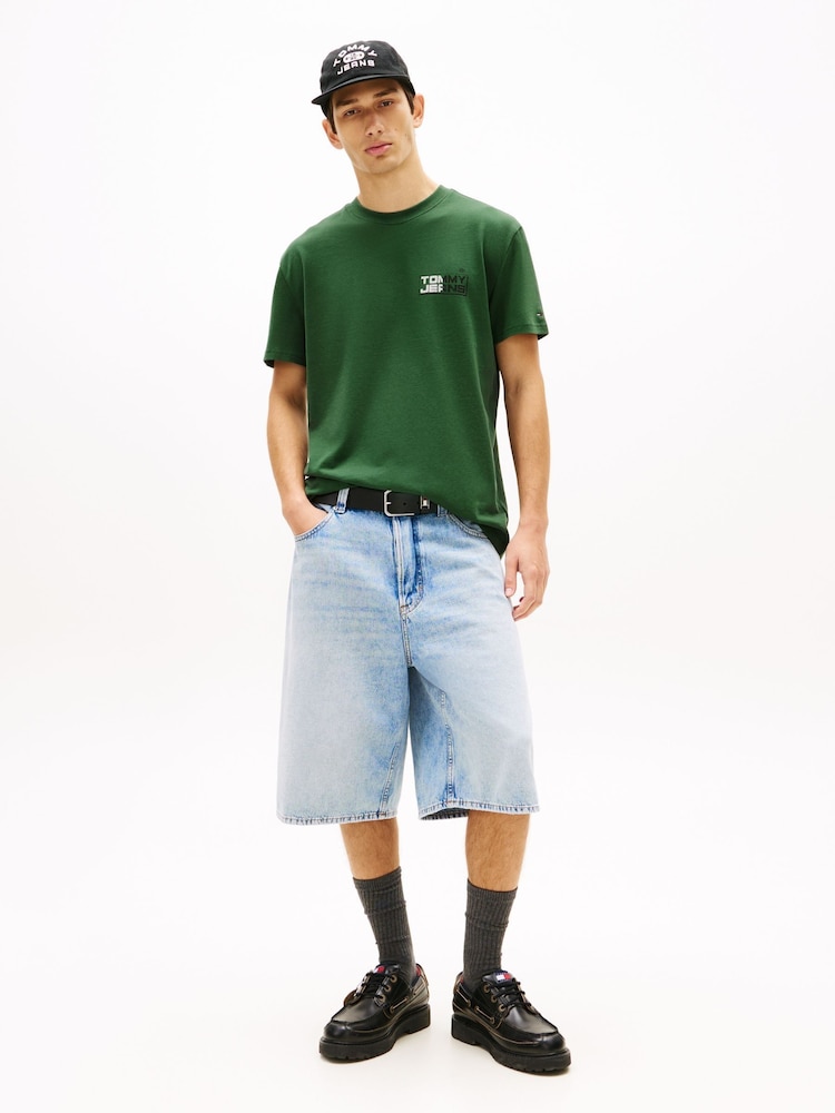 Tommy Jeans Green Back Logo Relaxed Jersey T-Shirt - Image 1 of 4