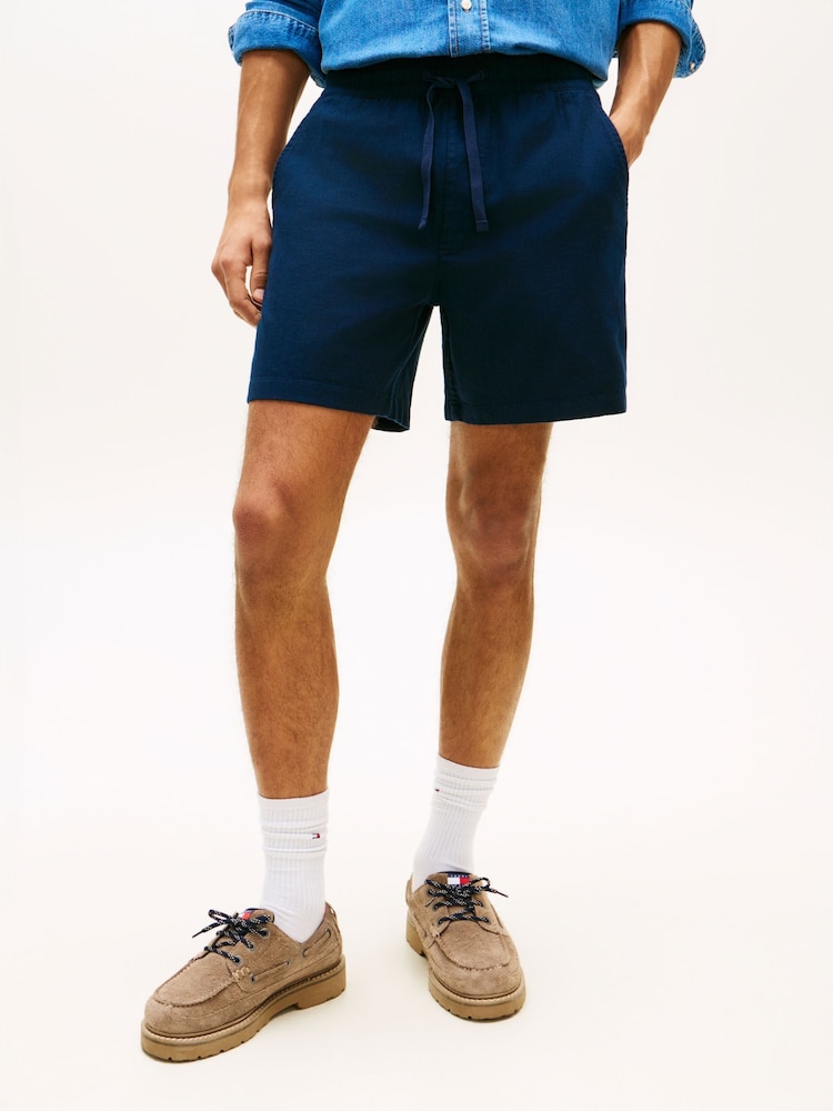 Blå - Tommy Jeans Logo Relaxed Shorts With Linen - Billede 1 af 5