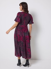 Rød - SCAMP & DUDE Rynket midikjole med glidelås foran - Bilde 2 av 5