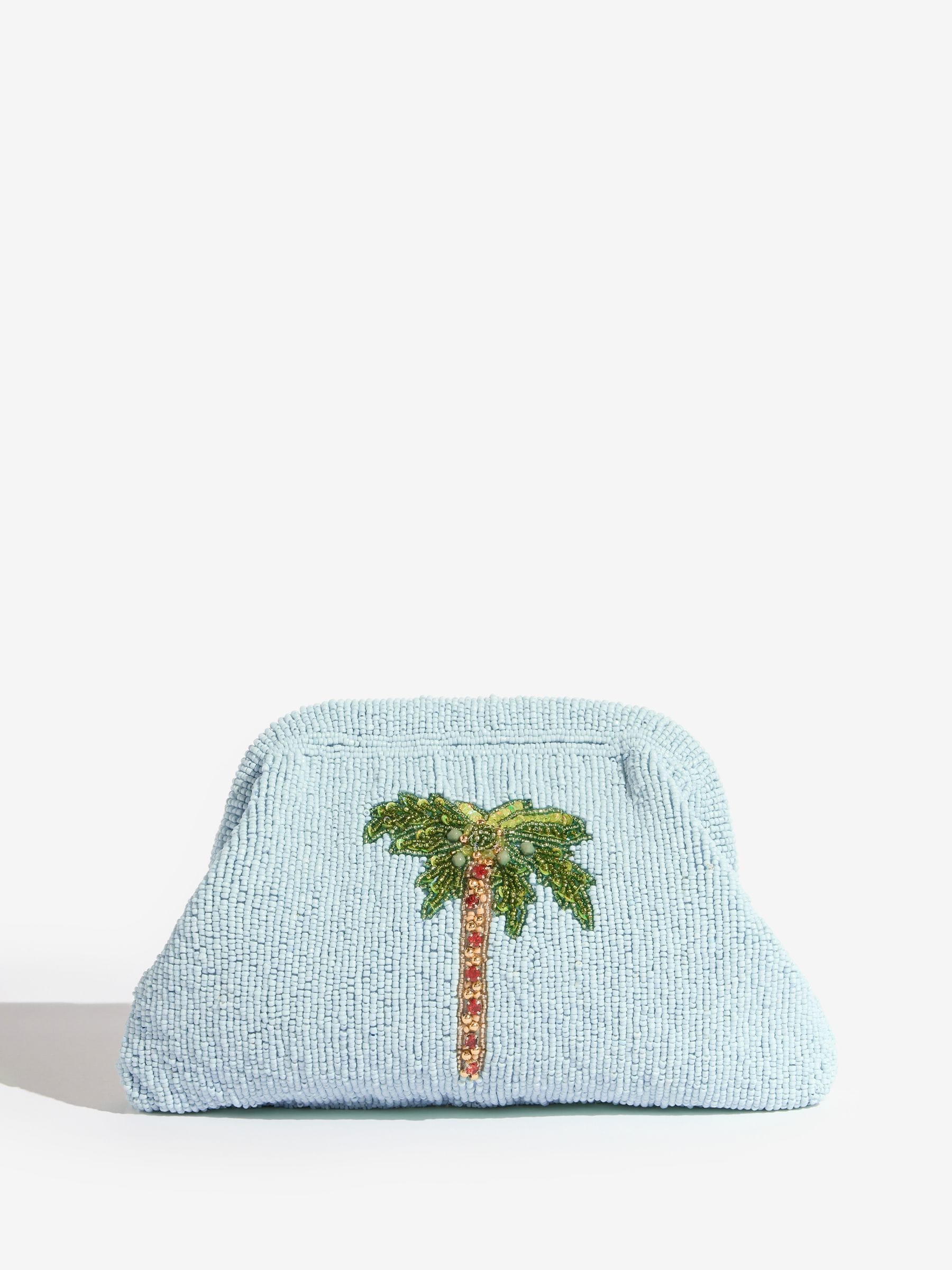 アクセサリー bazo1199 palm tree Buy Love & Roses Blue Palm Tree Hand Beaded Frame Clutch Bag from