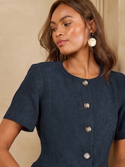 Love & Roses Navy Viscose / Linen Blend Short Sleeve Waistcoat - Image 2 of 4