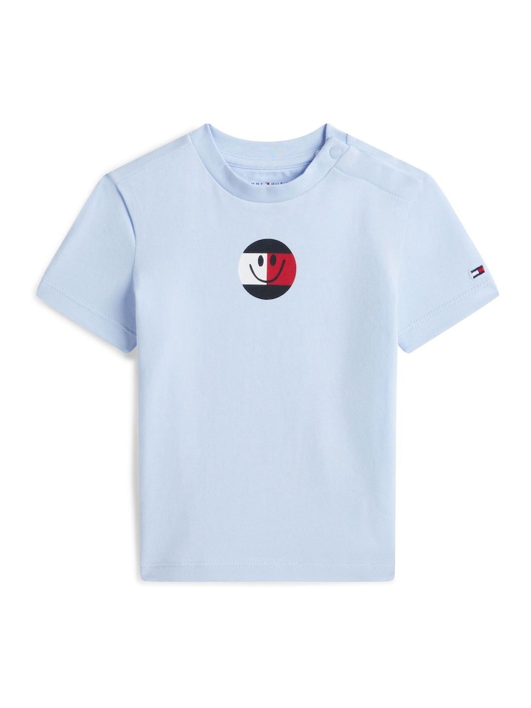 Tommy Hilfiger Blue Smiley Logo Jersey T-Shirt - Image 1 of 2 Tommy Hilfiger Blue Smiley Logo Jersey T-Shirt - Image 1 of 2