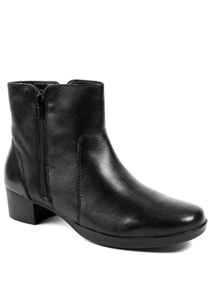 Pavers Black Wide Fit Smart Leather Zip Up Ankle Boots - Image 2 of 5