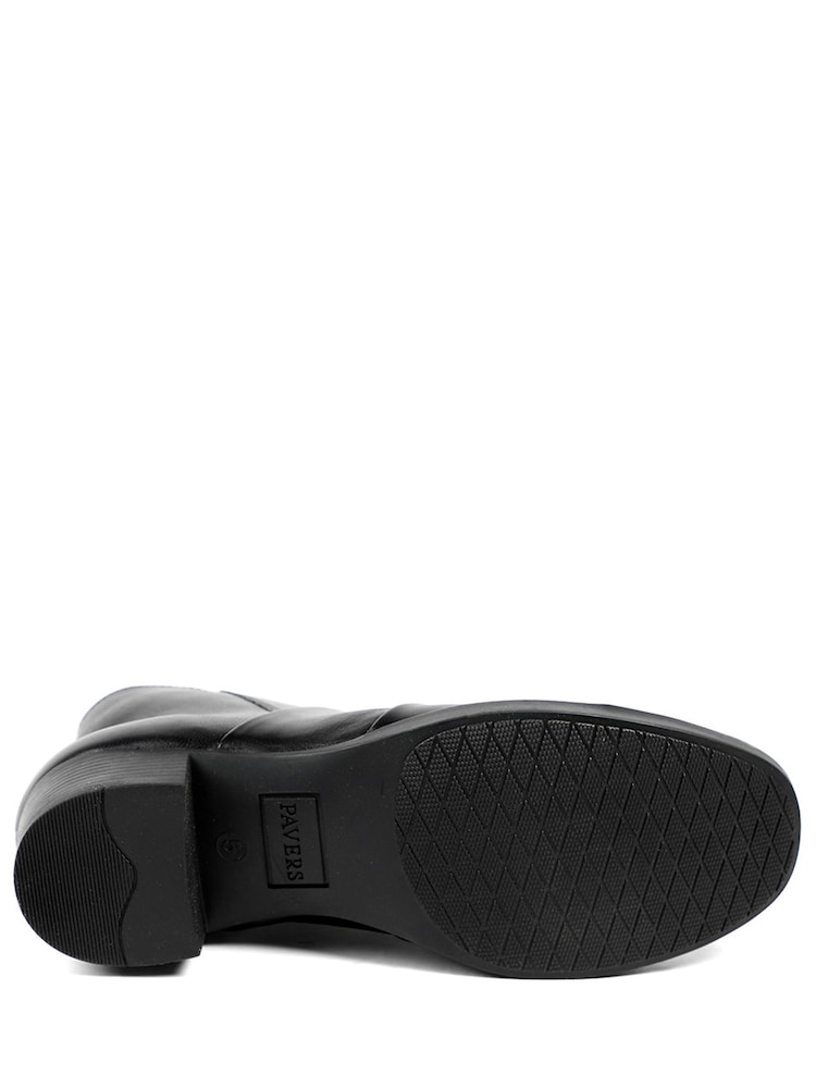 Pavers Black Wide Fit Smart Leather Zip Up Ankle Boots - Image 5 of 5