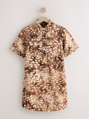 Animal Print Utility Shirt Mini Dress - Image 1 of 3