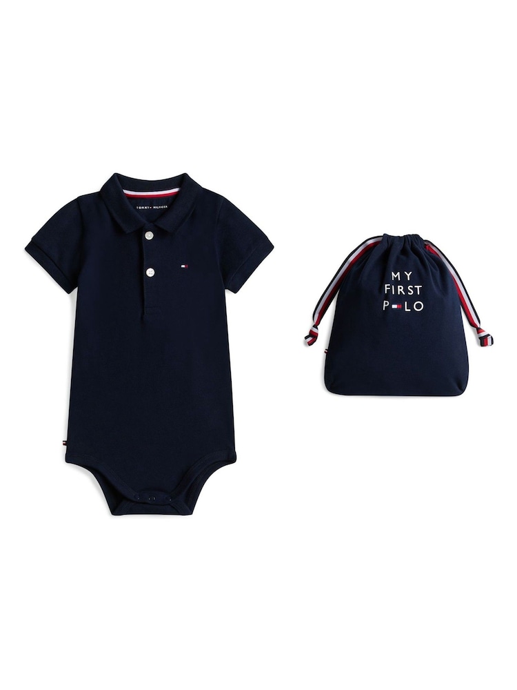 Tommy Hilfiger Blue Essential Polo Shirt Bodysuit Gift Set - Image 1 of 2 Tommy Hilfiger Blue Essential Polo Shirt Bodysuit Gift Set - Image 1 of 2