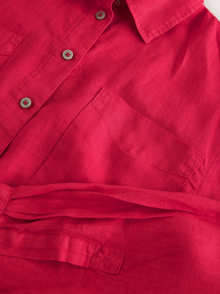Red 100% Linen N. Premium Long Sleeve Shirt - Image 2 of 3 Red 100% Linen N. Premium Long Sleeve Shirt - Image 2 of 3