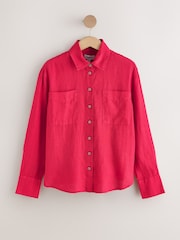 Red 100% Linen N. Premium Long Sleeve Shirt - Image 6 of 8