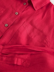 Red 100% Linen N. Premium Long Sleeve Shirt - Image 7 of 8