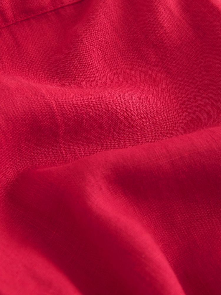 Red 100% Linen N. Premium Long Sleeve Shirt - Image 8 of 8