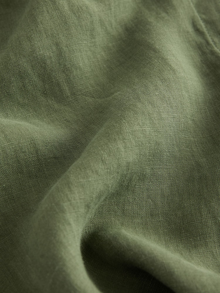 Khaki Green 100% Linen N. Premium Long Sleeve Shirt - Image 3 of 3 Khaki Green 100% Linen N. Premium Long Sleeve Shirt - Image 3 of 3
