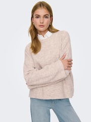 ONLY Cream Long Sleeve V-Neck Knit Jumper - Image 1 of 6