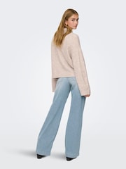 ONLY Cream Long Sleeve V-Neck Knit Jumper - Image 2 of 6