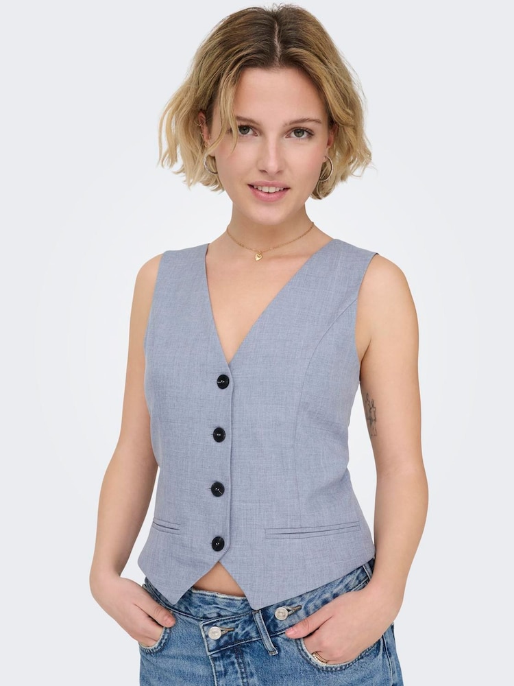 ONLY Blue Tailored Waistcoat - Image 1 of 6