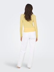 ONLY Yellow Ribbed Knit Polo Shirt - Image 2 of 6