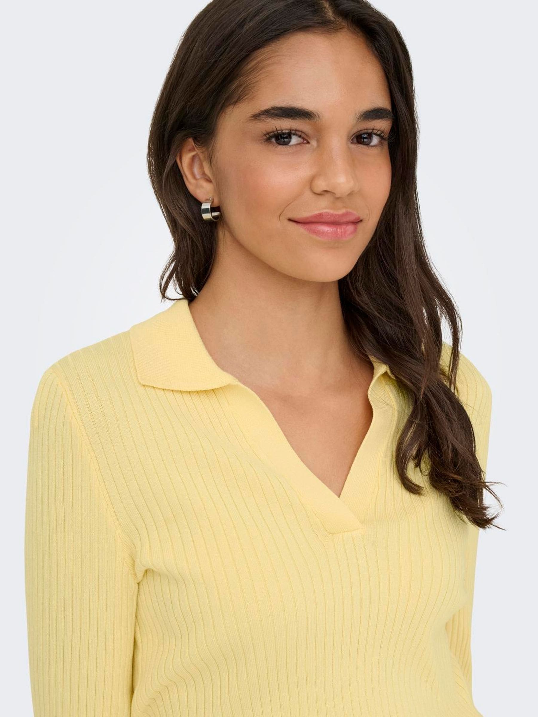 Buy ONLY Yellow Ribbed Knit Polo Shirt from Next USA