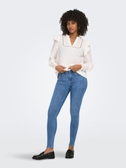 ONLY Frill Detail Long Sleeve Cotton Blouse - Imaginea 4 din 6