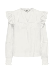 ONLY Frill Detail Long Sleeve Cotton Blouse - Imaginea 5 din 6
