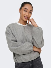 ONLY Grey Faux Wool Bomber Jacket - Image 4 of 7